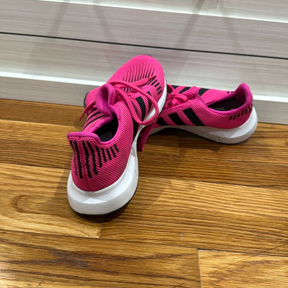 Adidas sneakers. Kid’s size 6.5. Smoke free home. Worn one time, with socks.
